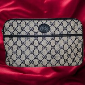 Gucci Beige and Black GG Monogram Pouch